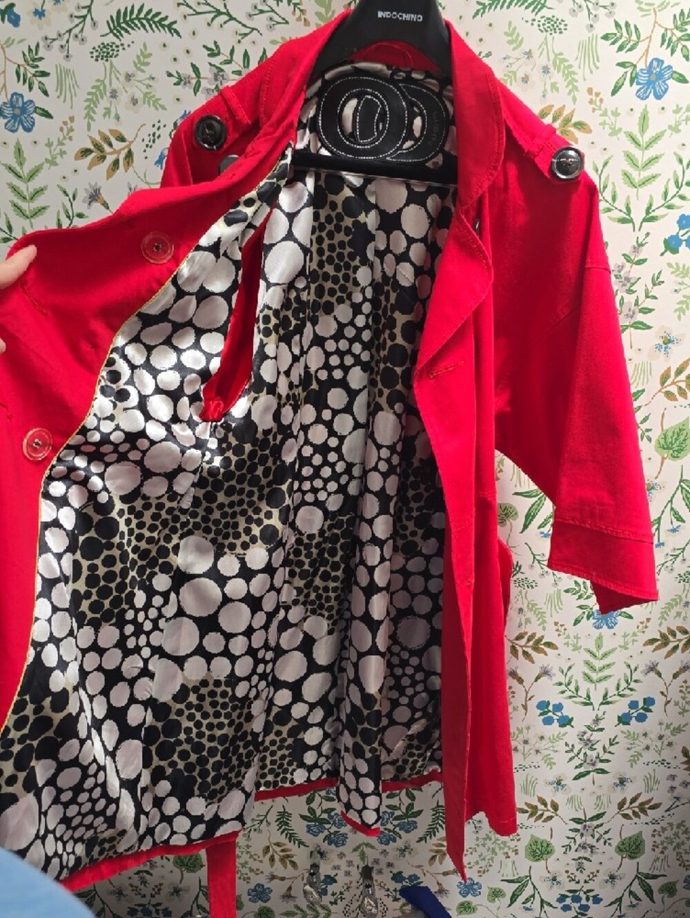 Bright Red Double-Breasted Trench Coat - Picture 2 of 7